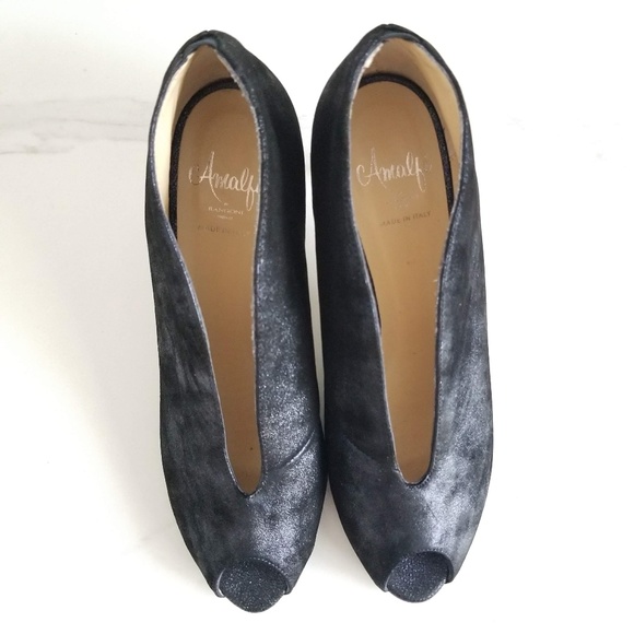 Amalfi by Rangoni Blue Black Dress Booties Heels - Picture 6 of 12